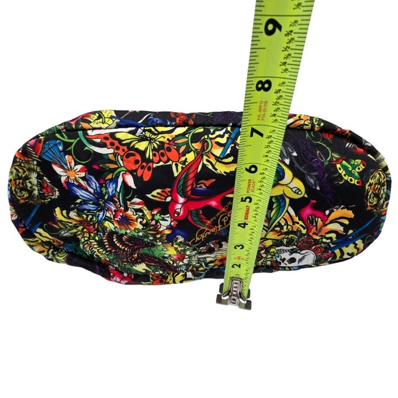 VTG Ed Hardy Tattoo Print Hobo Bag Shoulder Purse Love Kills Skull Heart Charm - Picture 3 of 9